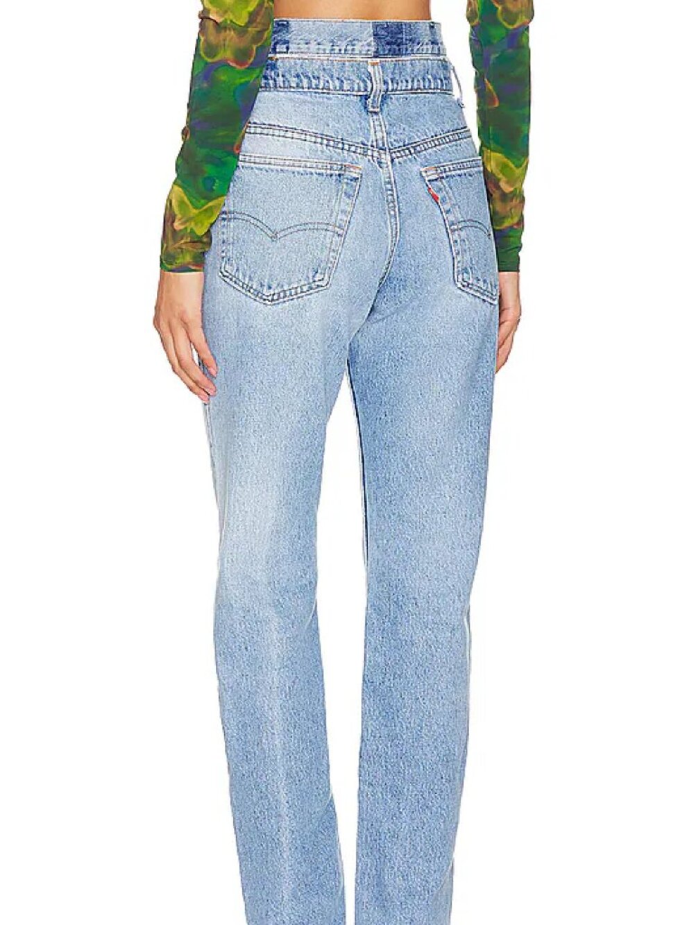 Aligrace Vintage Double Waist Jeans - Light Medium Wash - size 28